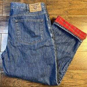 Eddie Bauer Flannel Lined Jeans Mens 38x30 Blue Premium Denim Straight Fit